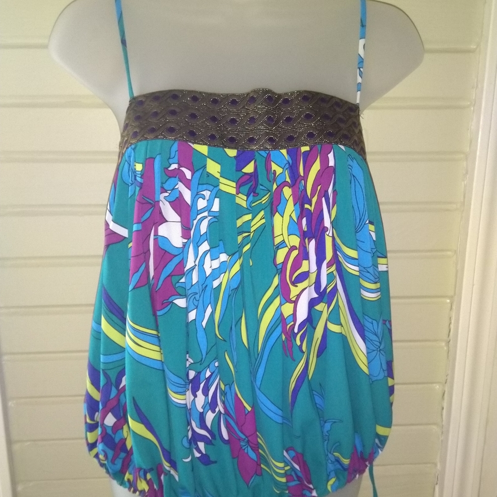 Spaghetti strap multi-color tank